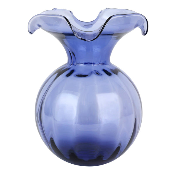 Hibiscus Glass Indigo Medium Fluted Vase viontage